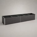 Fioriera da giardino rettangolare rialzata in acciaio verniciato antracite con divisori interni 200 x 50 x 40 cm