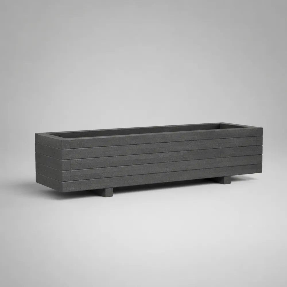 Fioriera rettangolare 120 x 32 x 36 cm in composito di ossido di magnesio e fibra di vetro grigio antracite