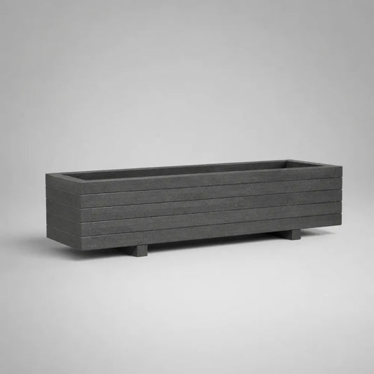 Fioriera rettangolare 120 x 32 x 36 cm in composito di ossido di magnesio e fibra di vetro grigio antracite