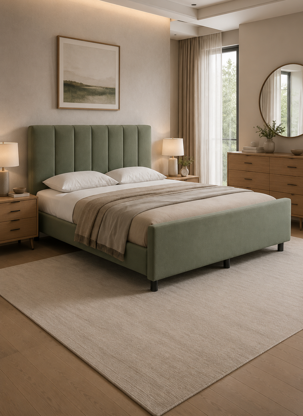 Letto Imbottito Verde Moderno