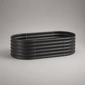 Aiuola rialzata da giardino ovale 200 cm x 80 cm x 30 cm in acciaio zincato verniciato nero struttura modulare per orto e fiori