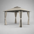 Gazebo da giardino 300 x 300 x 260 cm con tende in poliestere struttura in acciaio verniciato beige e nero