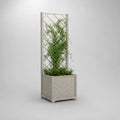 Fioriera con grigliato 40 cm x 40 cm x 150 cm in polipropilene effetto rattan beige con struttura per piante rampicanti