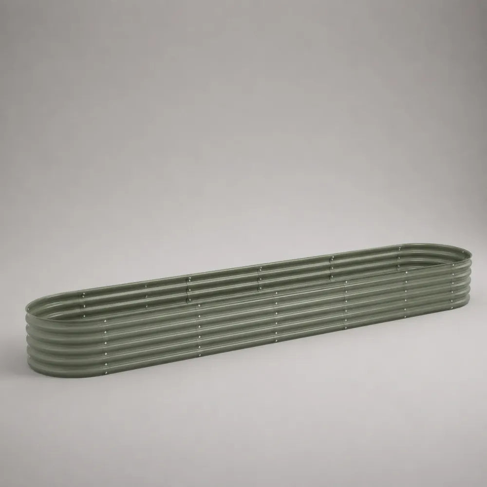 Fioriera rettangolare 200 x 40 x 30 cm in acciaio zincato verniciato verde per orto da esterno