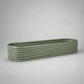 Aiuola rialzata ovale 200 cm x 60 cm x 30 cm in acciaio zincato verniciato verde struttura ondulata per orto urbano